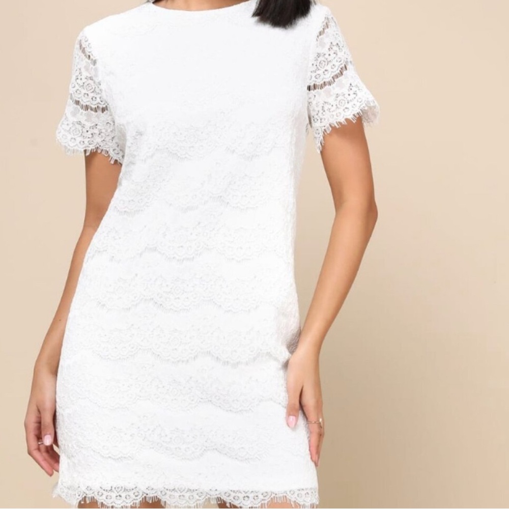 Lulu's White Lace Mini Dress